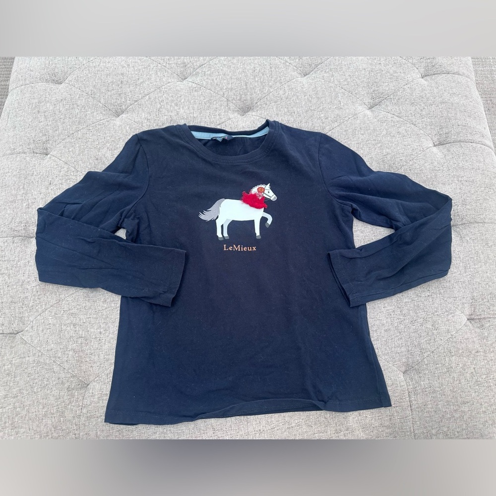 EUC LEMIEUX Mini Jessie Long Sleeve Top Navy tshirt equestrian tee